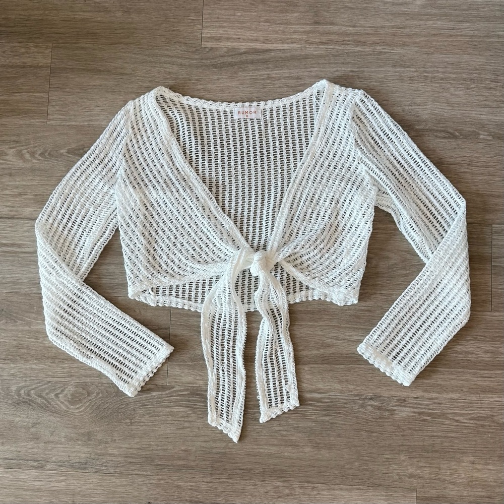 NWOT Rumor Swim White Knit Tie-Front Cover Up, Size US 4, AU 8